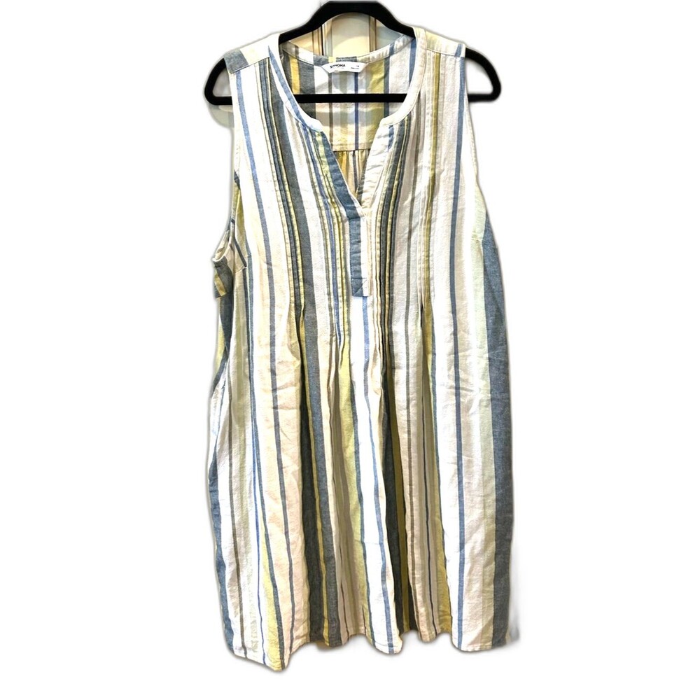 Sonoma Sleeveless Striped Linen Blend Dress - Size 1X